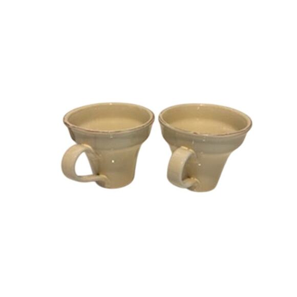 VIETRI Mugs Set of 2 Fresca Cream Rustic Edge Cups Made in Italy - Picture 3 of 10